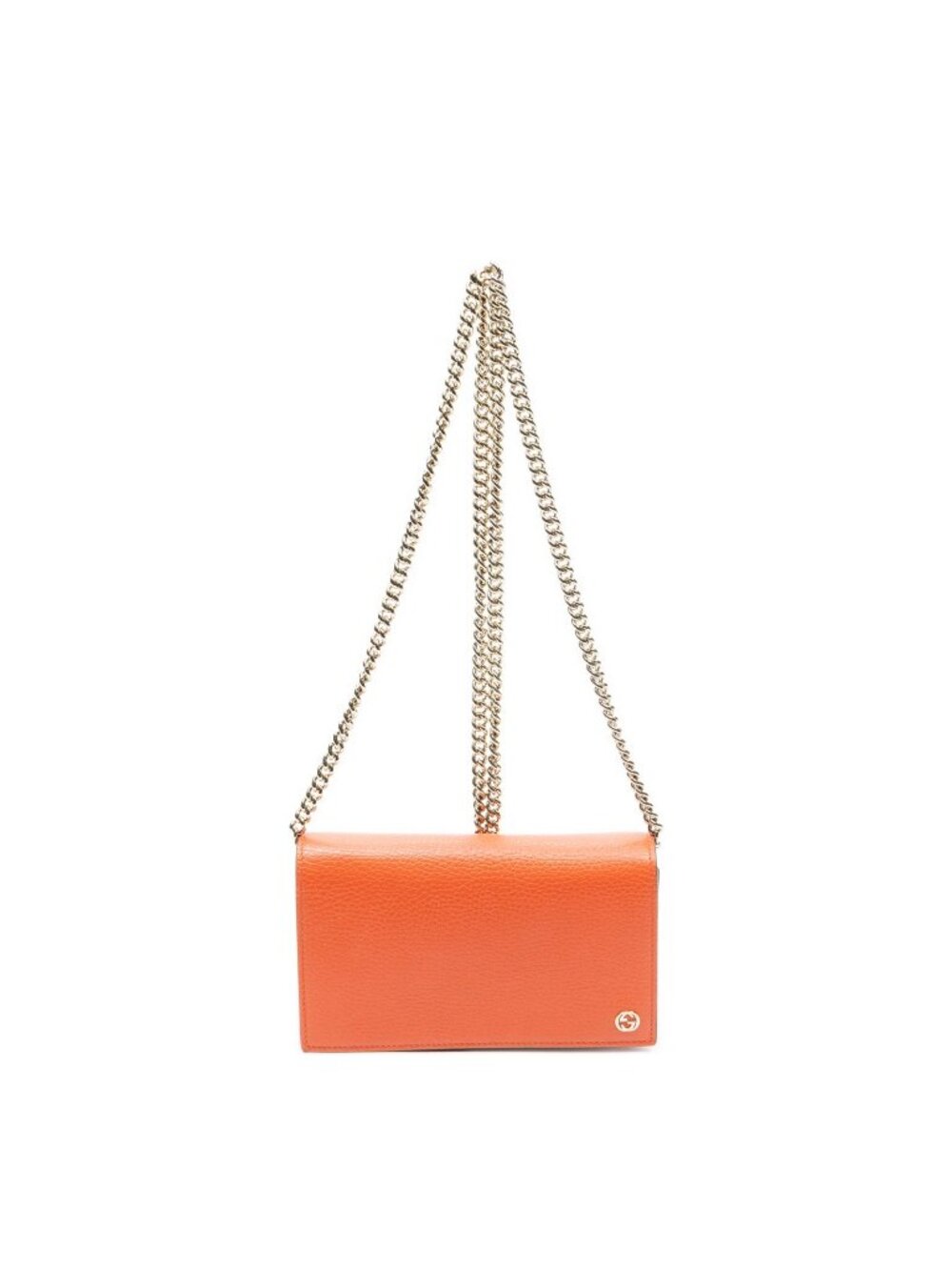 Gucci Betty Chain Wallet Orange Grain Calfskin Leather Shoulder Bag